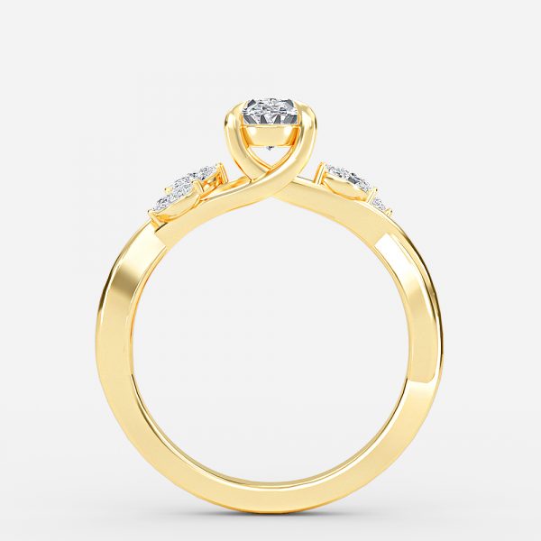 Aura Oval Unique Diamond Engagement Ring 14K / 18K Solid Gold