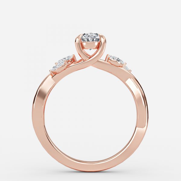 Aura Oval Unique Diamond Engagement Ring 14K / 18K Solid Gold