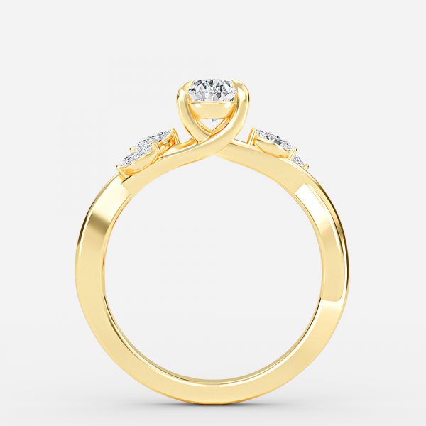 Aura Pear Unique Diamond Engagement Ring 14K / 18K Solid Gold