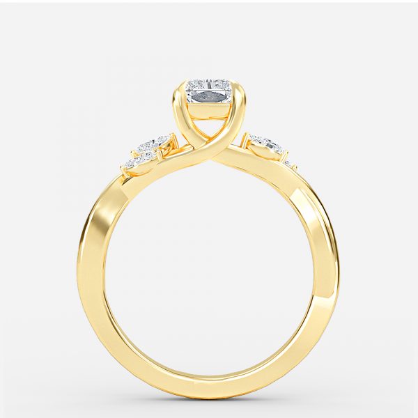 Aura Radiant Unique Diamond Engagement Ring 14K / 18K Solid Gold