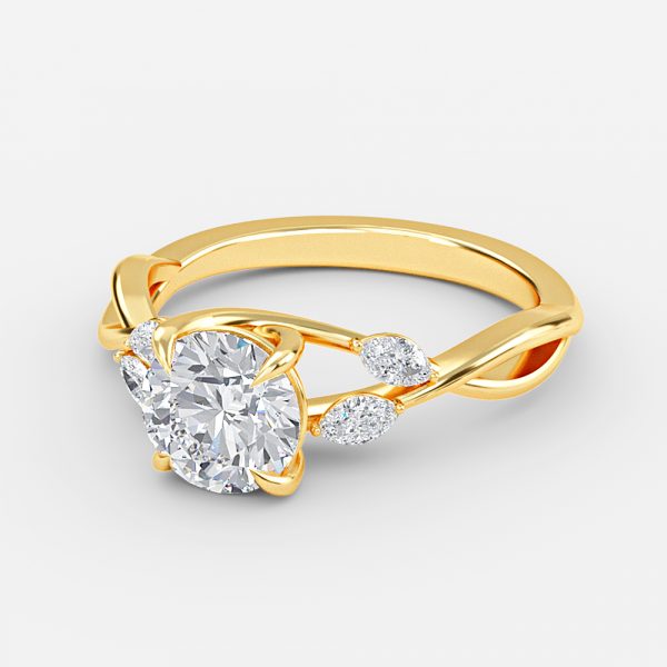 Aura Round Unique Diamond Engagement Ring 14K / 18K Solid Gold