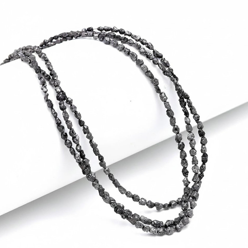 AAA+ Quality 15 inch Strand Raw rough Black Diamond Beads 4 mm