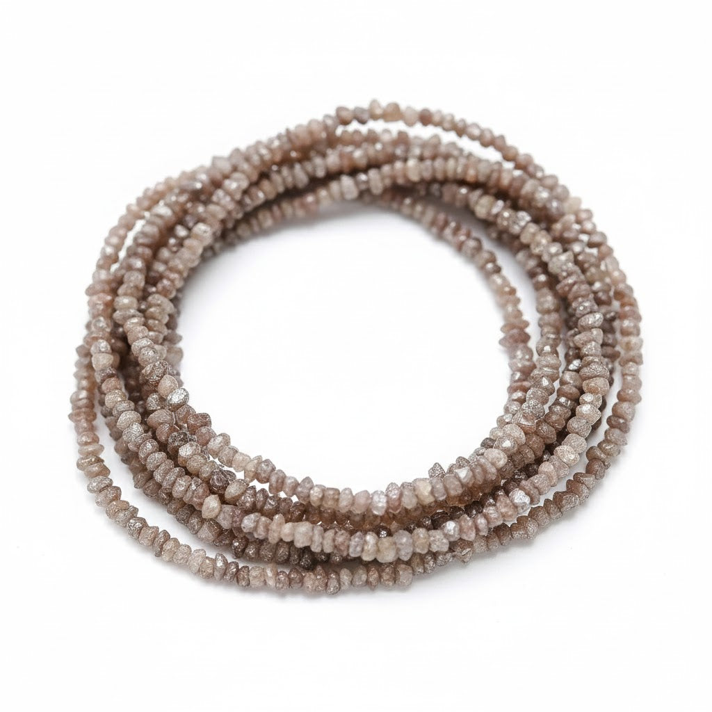 16 Inch Strand Raw Brown Diamond Beads Sparkling Rough Diamond 2-3mm