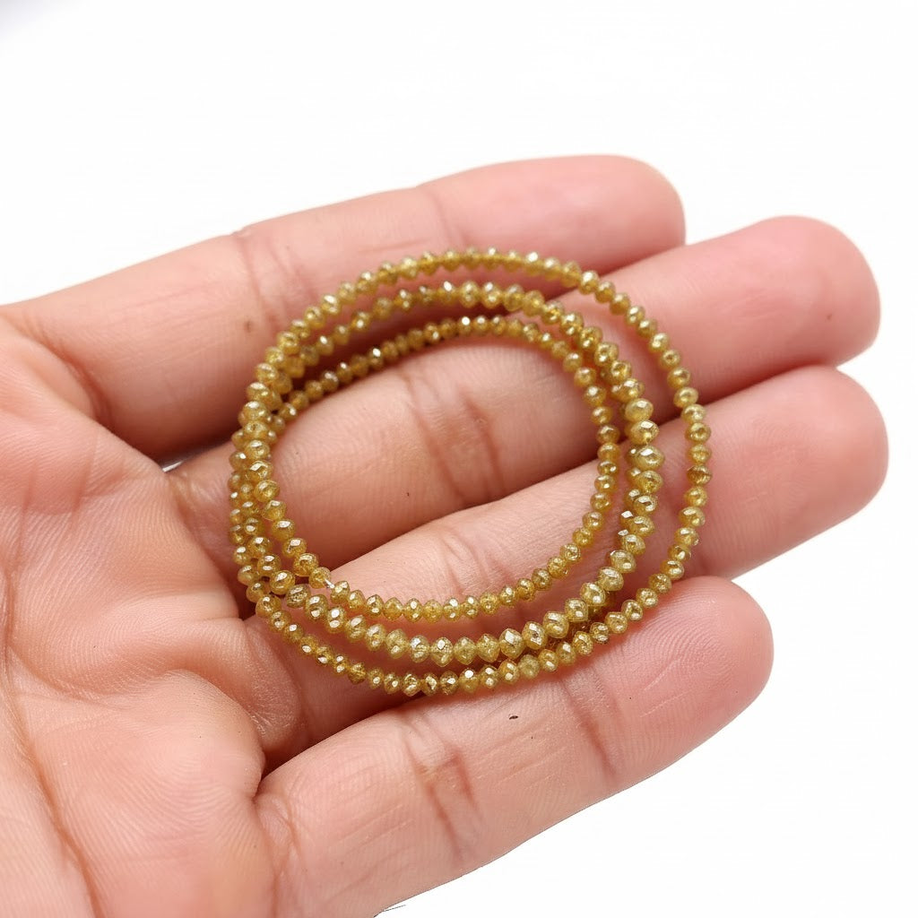 AAA+ Grade Natural Faceted Yellow Diamond Rondelle Beads 15 Inch Strand Beads