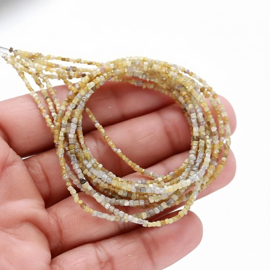 16 Inch Strand Natural Multi-Colour Raw Diamond Cube Beads