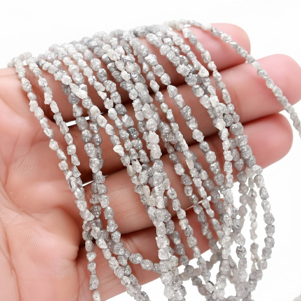 15 Inch Rough Grey Diamond Beads 2-3 mm Uncut Diamond Beads