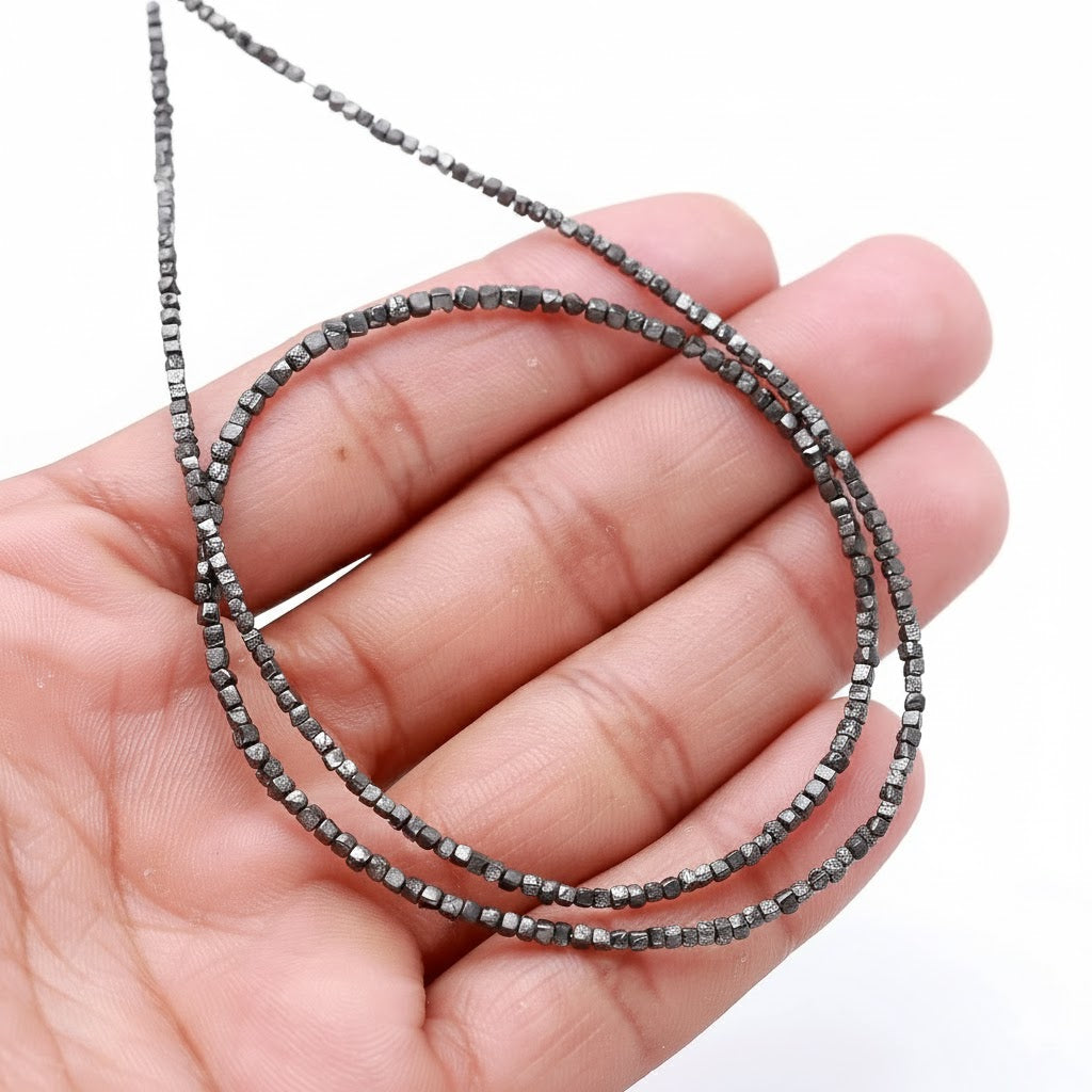 Natural Black Rough Diamond Cube Beads Uncut Diamond Jewellery