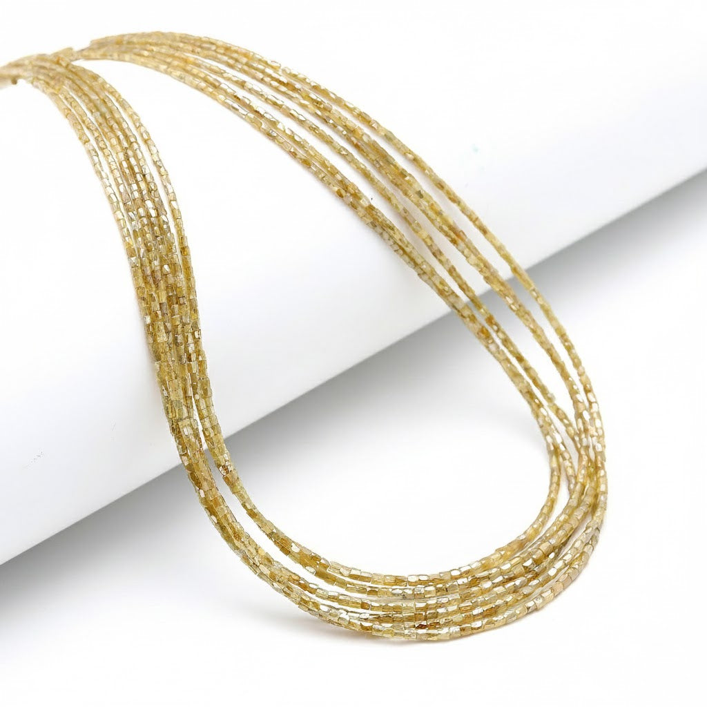 AAA+ 15 Inch Strand Beads Grade Natural Faceted Yellow Diamond Tube Beads