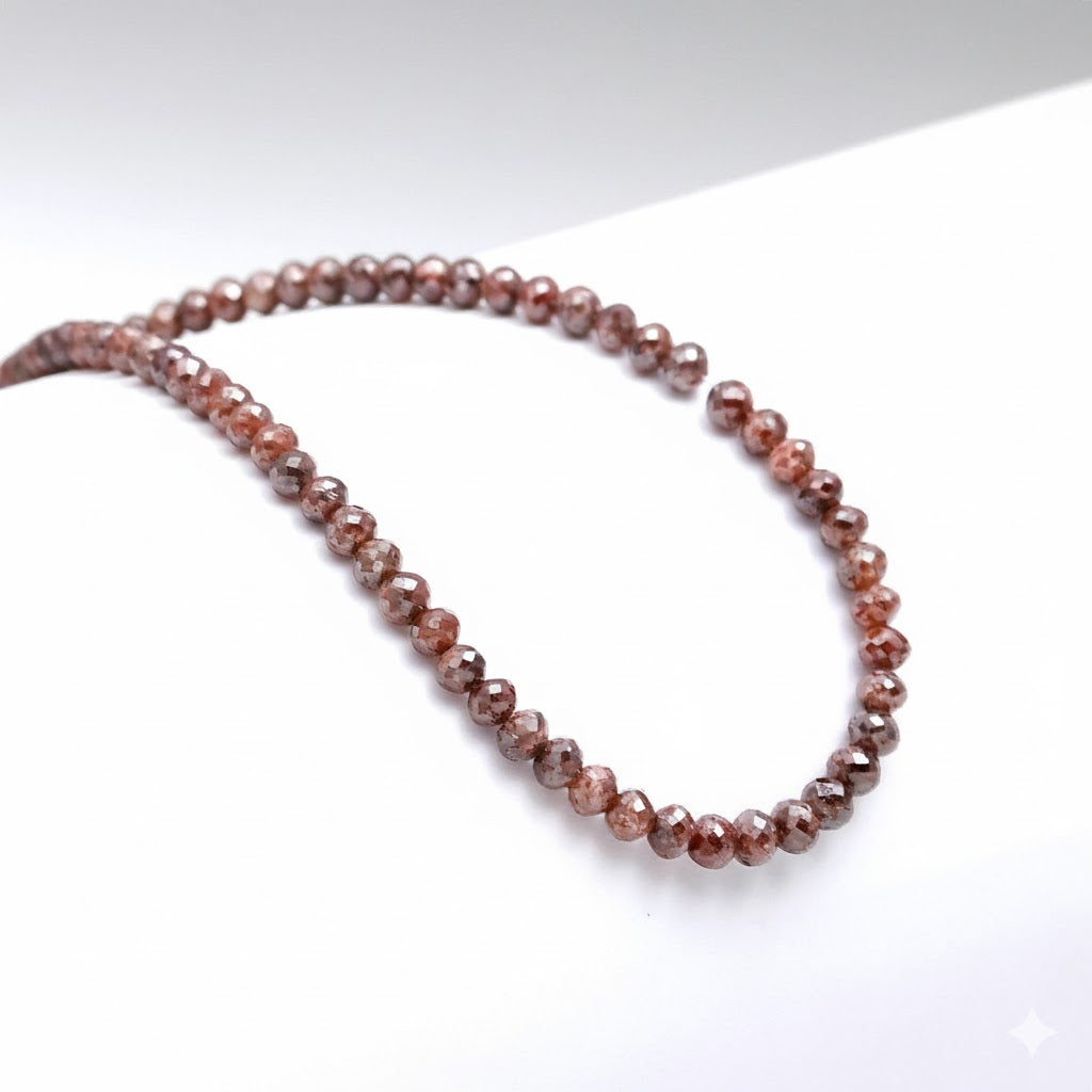 AAA+ Champagne Rondelle 15 inch Natural Faceted Red Diamond Beads