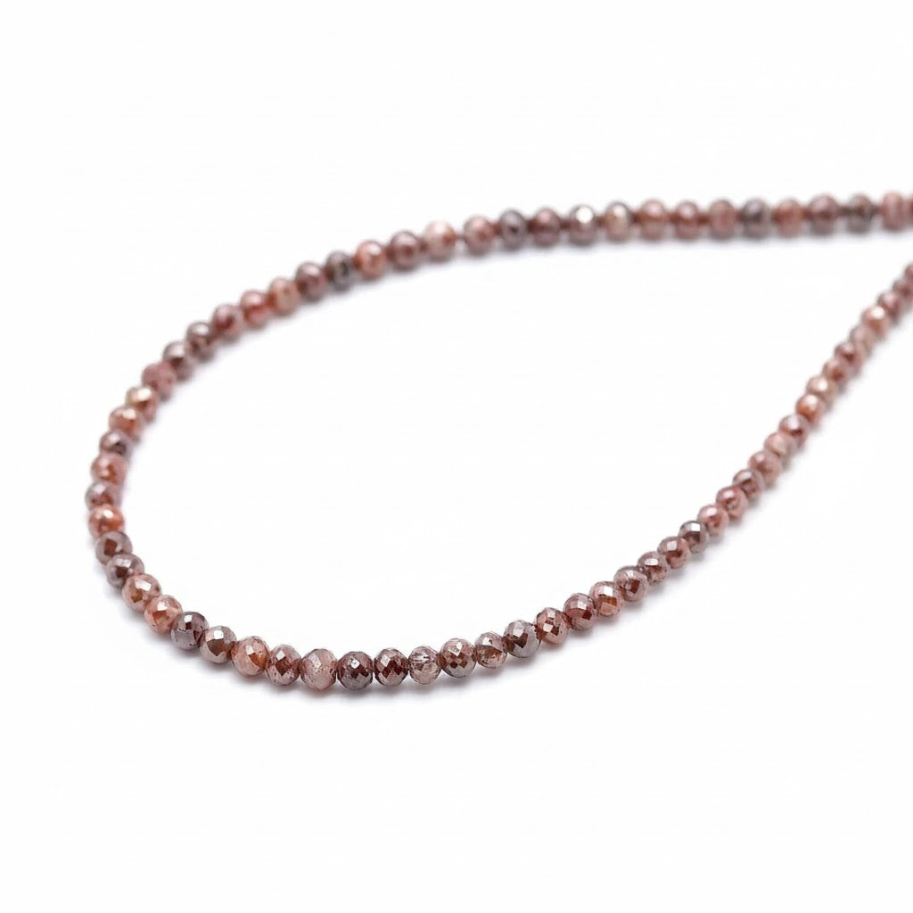 AAA+ Quality Natural Red Champagne Diamond Faceted Rondelle Beads