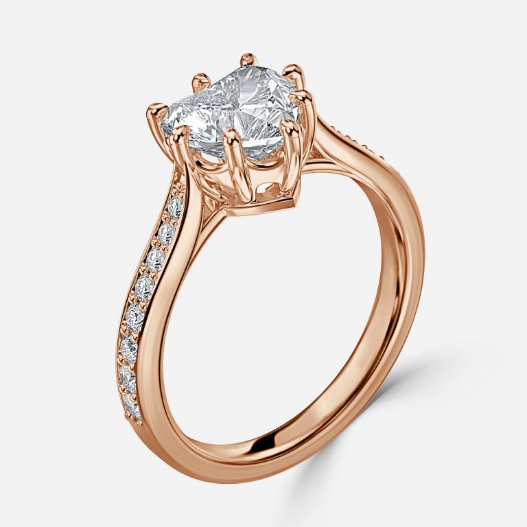 Bria Heart Vintage Engagement Ring 14K / 18K Solid Gold
