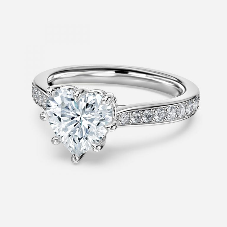 Bria Heart Vintage Engagement Ring 14K / 18K Solid Gold