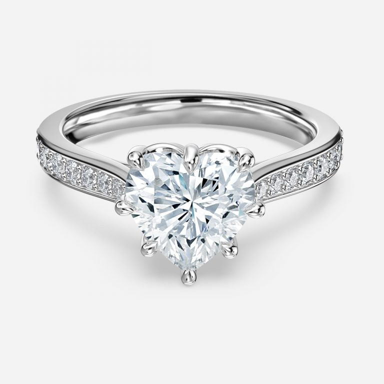 Bria Heart Vintage Engagement Ring 14K / 18K Solid Gold