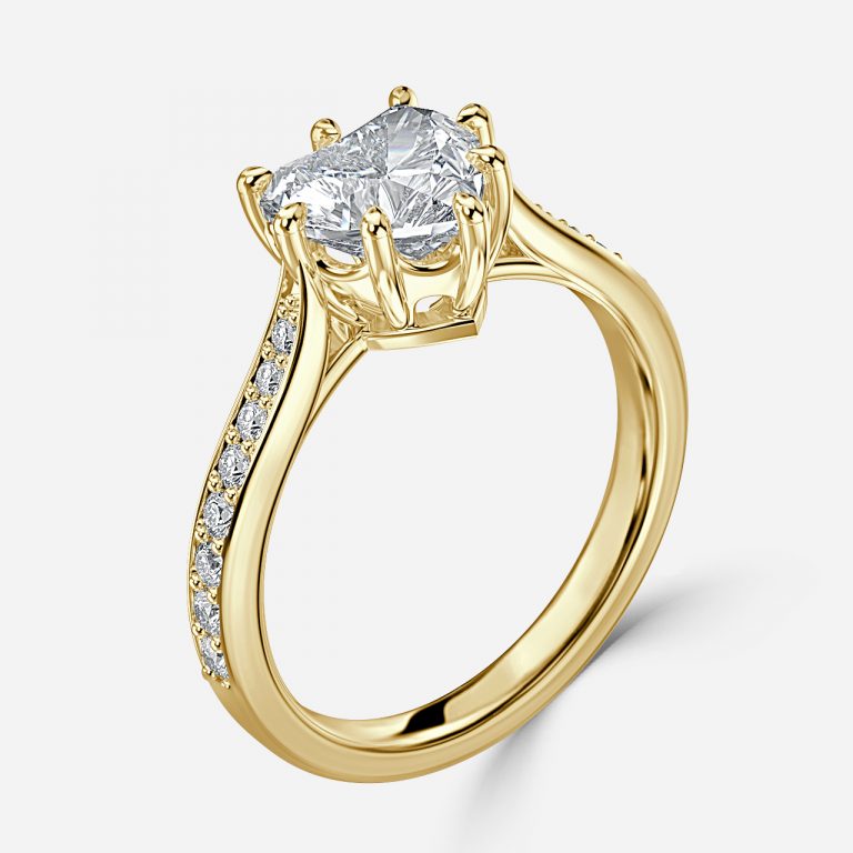 Bria Heart Vintage Engagement Ring 14K / 18K Solid Gold