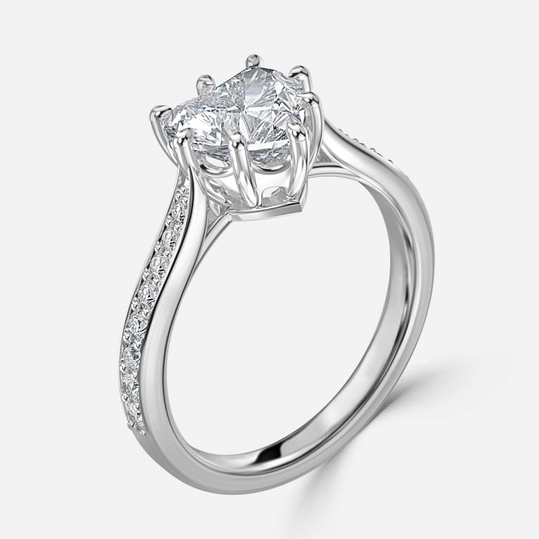 Bria Heart Vintage Engagement Ring 14K / 18K Solid Gold
