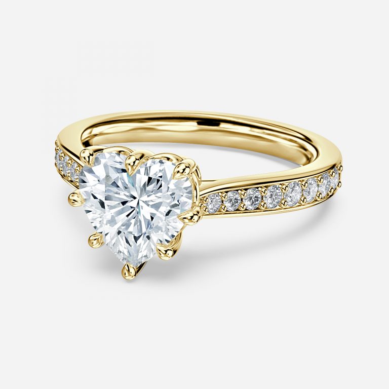 Bria Heart Vintage Engagement Ring 14K / 18K Solid Gold