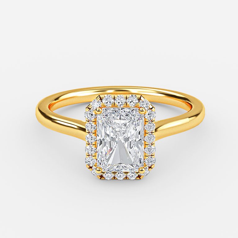 Kevi Radiant Halo Engagement Ring 14K / 18K Solid Gold