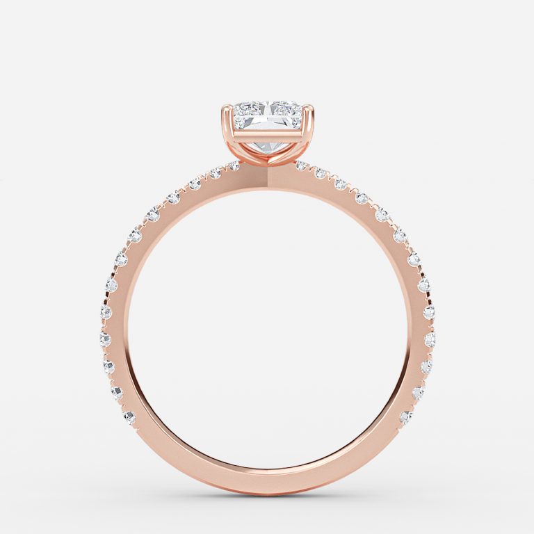 Crown Radiant Diamond Band Engagement Ring 14K / 18K Solid Gold