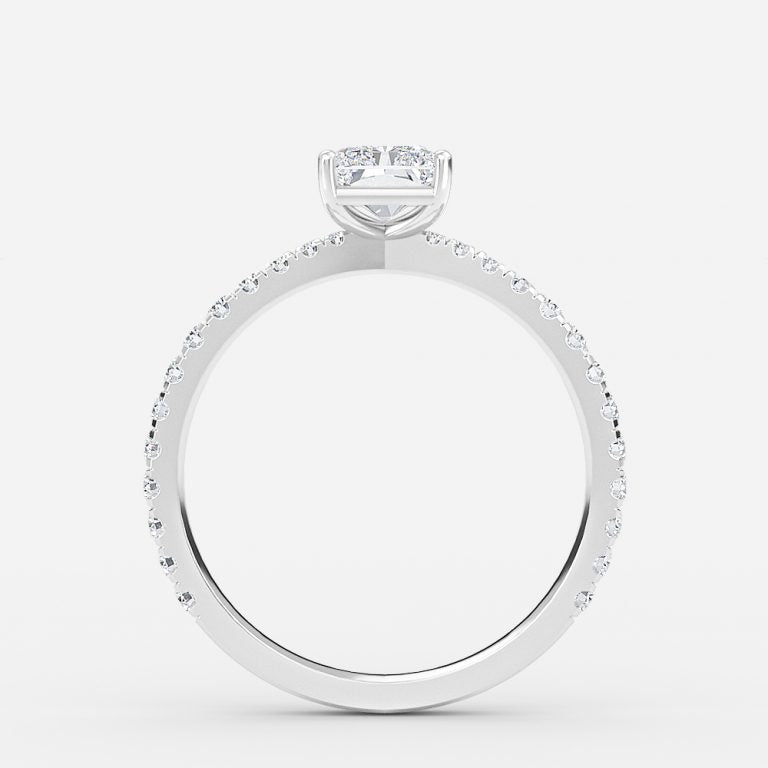 Crown Radiant Diamond Band Engagement Ring 14K / 18K Solid Gold