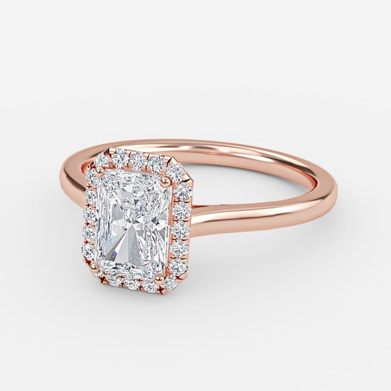 Kevi Radiant Halo Engagement Ring 14K / 18K Solid Gold