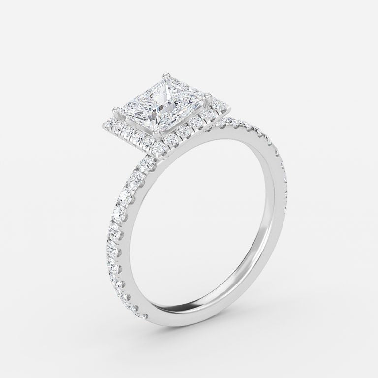 Killian Princess Halo Engagement Ring 14K / 18K Solid Gold