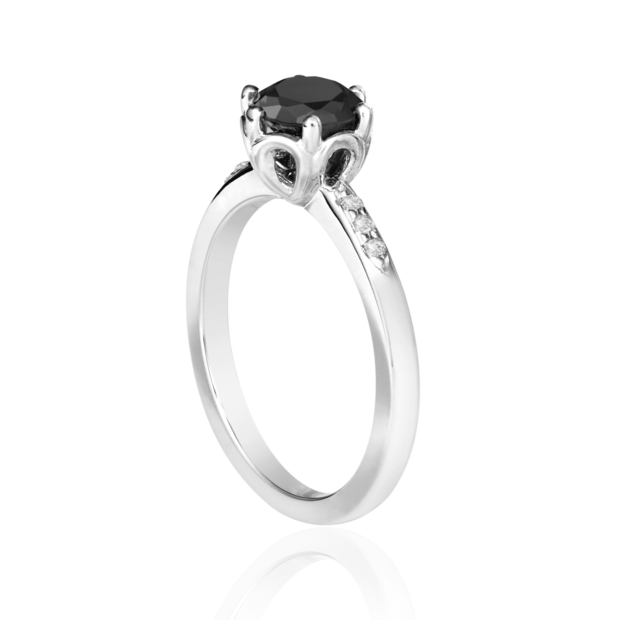 Rose Black & White Diamond Ring - Blackdiamond