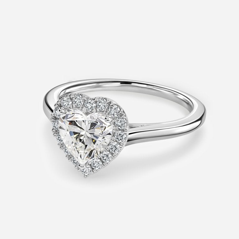 Sara Heart Halo Engagement Ring 14K / 18K Solid Gold
