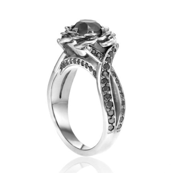 Bella Infinity Black Diamond Engagement Ring 14k Rose Gold - Blackdiamond