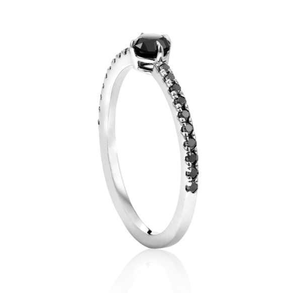 Lotus Pave Black Diamond Ring 14k Yellow Gold - Blackdiamond