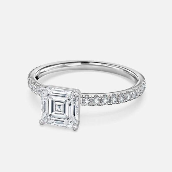 Lux Asscher Diamond Band Engagement Ring 14K / 18K Solid Gold