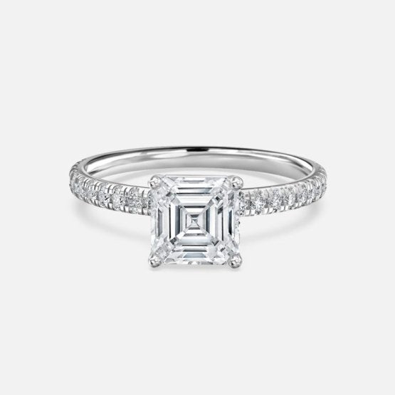 Lux Asscher Diamond Band Engagement Ring 14K / 18K Solid Gold