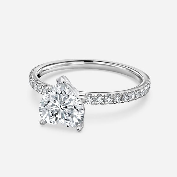 Lux Heart Diamond Band Engagement Ring 14K / 18K Solid Gold