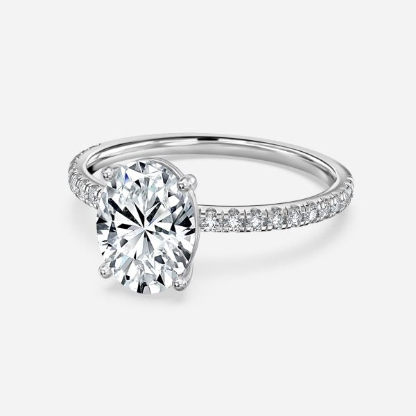 Lux Oval Diamond Band Engagement Ring 14K / 18K Solid Gold