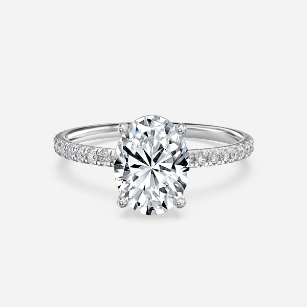 Lux Oval Diamond Band Engagement Ring 14K / 18K Solid Gold