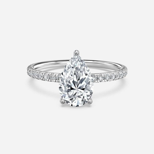 Lux Pear Diamond Band Engagement Ring 14K / 18K Solid Gold