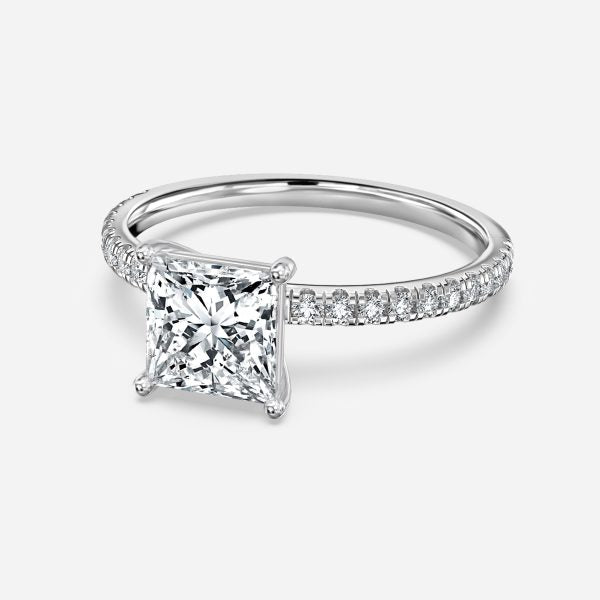 Lux Princess Diamond Band Engagement Ring 14K / 18K Solid Gold