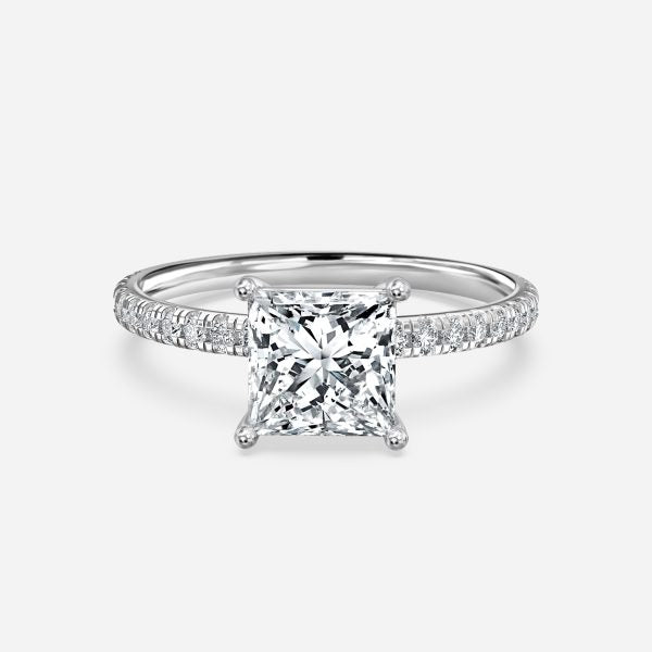 Lux Princess Diamond Band Engagement Ring 14K / 18K Solid Gold