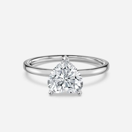 Deltic Heart Solitaire Engagement Ring 14K / 18K Solid Gold