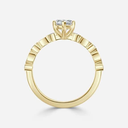 Trine Marquise Unique Diamond Engagement Ring 14K / 18K Solid Gold