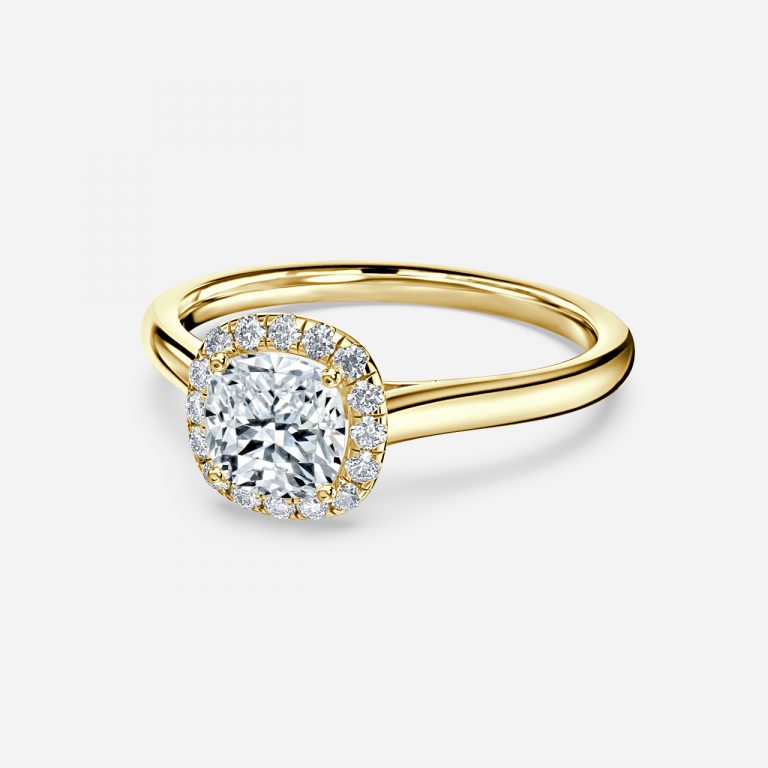 Kevi Cushion Halo Engagement Ring 14K / 18K Solid Gold