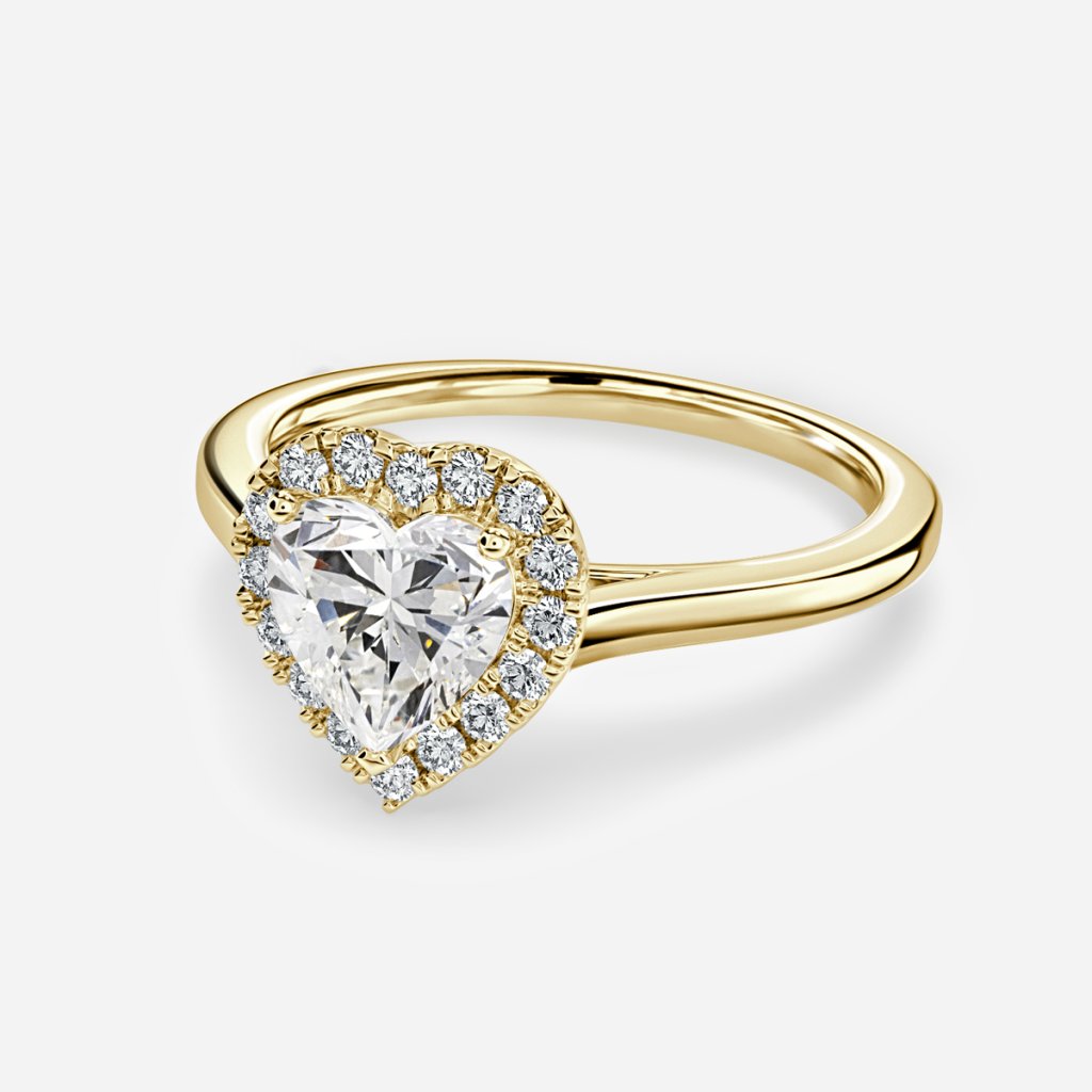 Sara Heart Halo Engagement Ring 14K / 18K Solid Gold