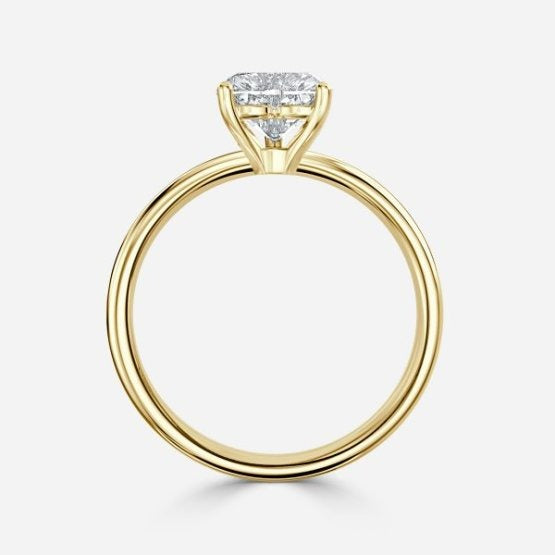 Deltic Heart Solitaire Engagement Ring 14K / 18K Solid Gold