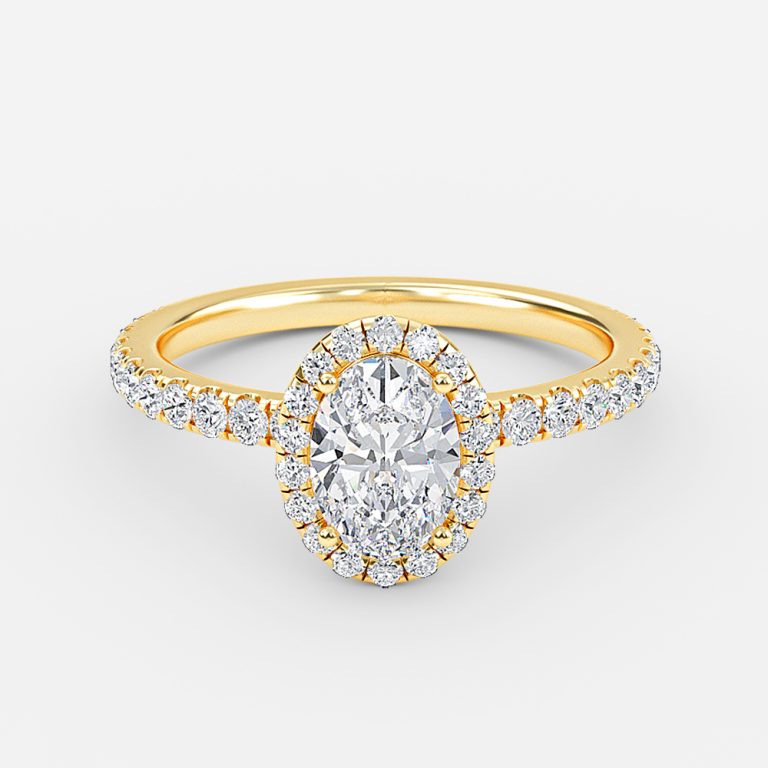 Killian Oval Halo Engagement Ring 14K / 18K Solid Gold