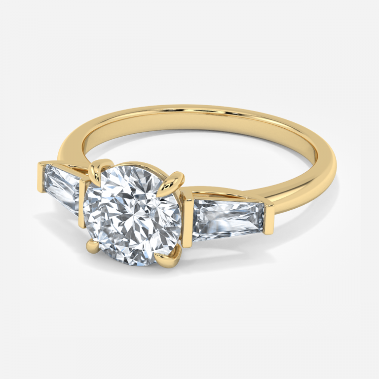 Jeraldine Round Three Stone Engagement Ring 14K / 18K Solid Gold