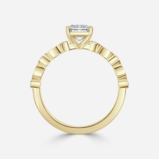 Trine Emerald Unique Diamond Engagement Ring 14K / 18K Solid Gold