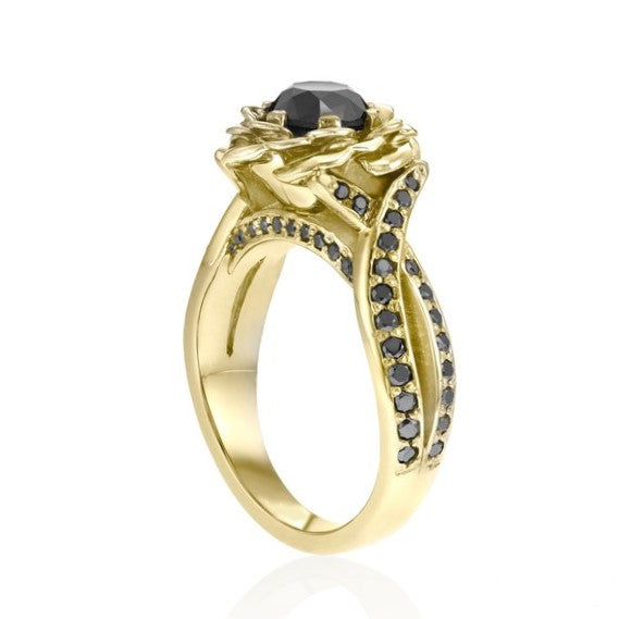 Bella Infinity Black Diamond Engagement Ring 14k Rose Gold - Blackdiamond