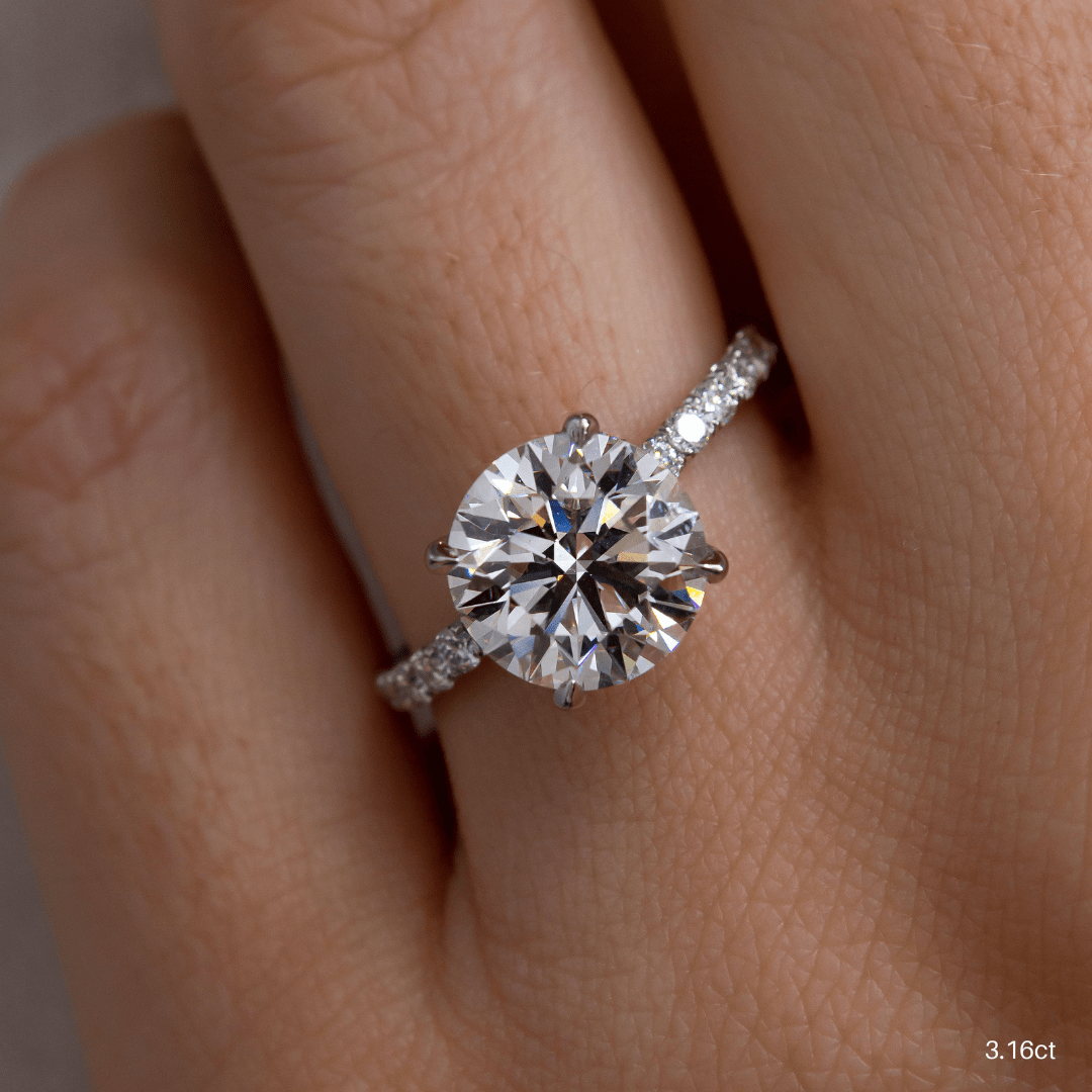 18K Solid Gold 1 Carat D VVS1 Round Engagement Ring Ivy Grace