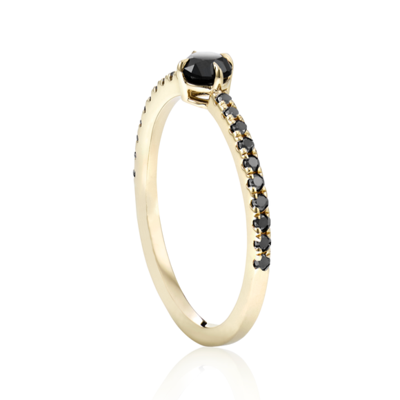 Lotus Pave Black Diamond Ring 14k Yellow Gold - Blackdiamond