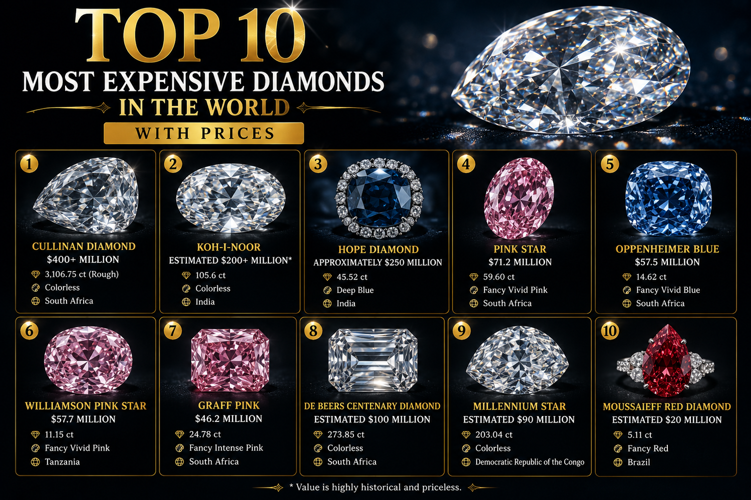 Top 10 Most Expensive Diamonds in the World with Prices