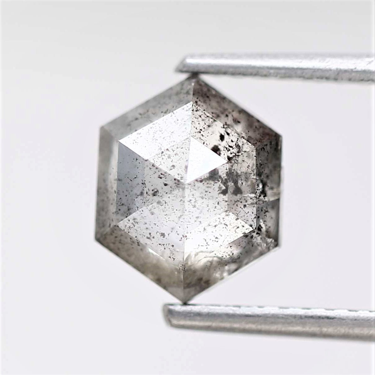 Hexagon shaped salt & pepper diamond